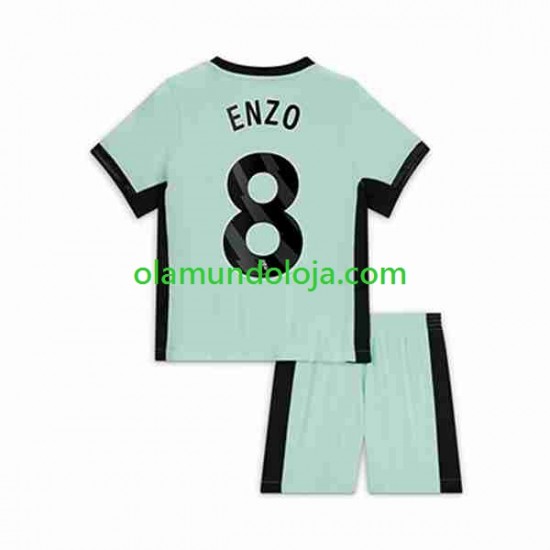 Camisola Chelsea Enzo Fernandez 8 Criança Equipamento Terceiro 2023-2024 Manga Curta